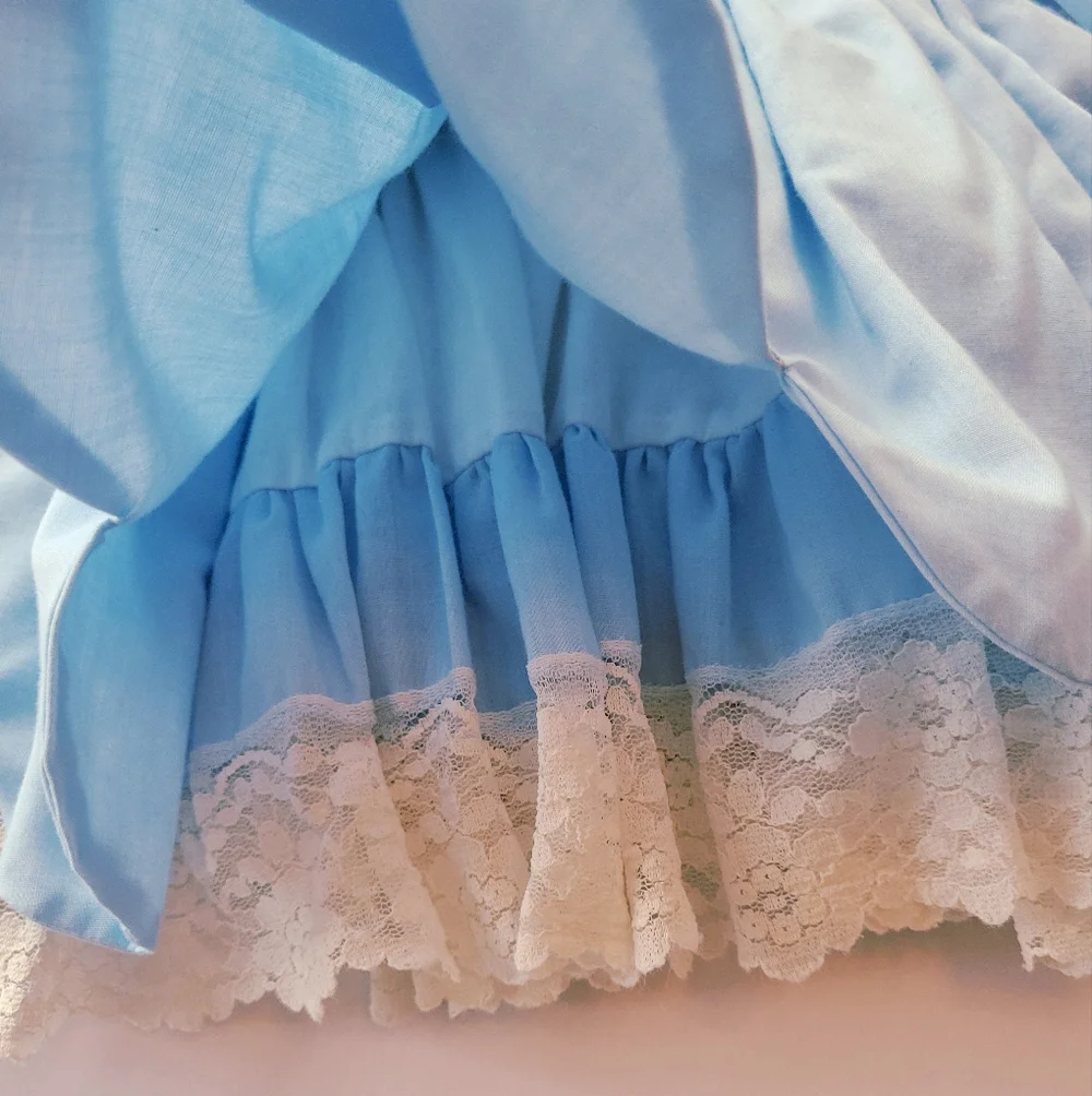 Louis Vuitton Light Blue Peter Pan Collar Pleated Kids Dress